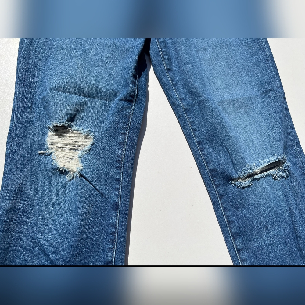 Madewell Blue Distressed Straight Leg Jeans - Picture 3 of 8